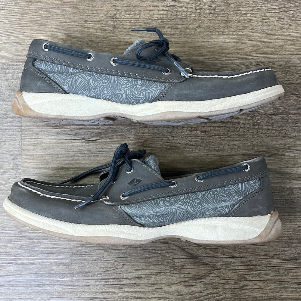 Sperry Women’ Top-Sider Intrepid Dark Grey Boat Shoes, size 10